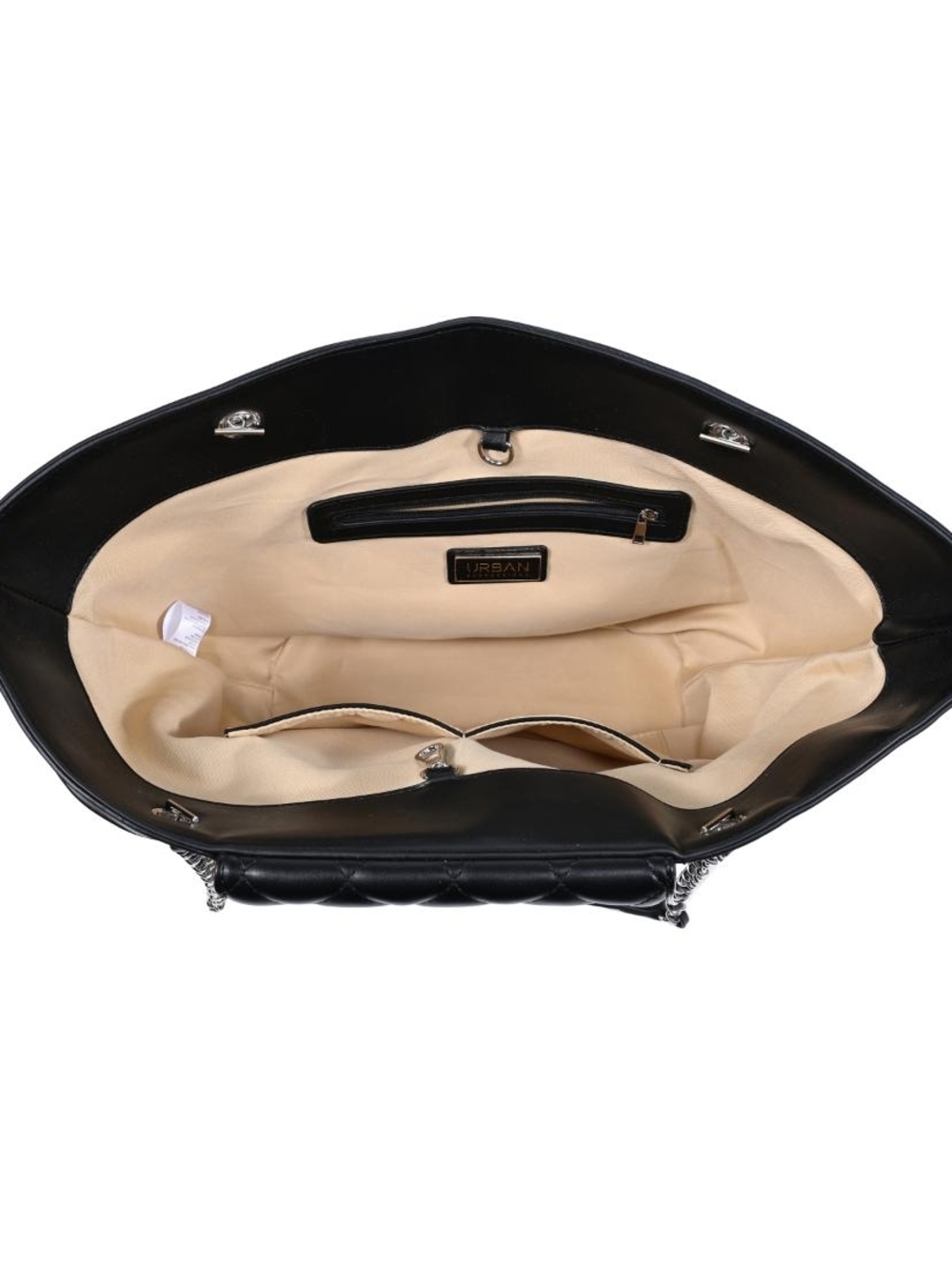 Landon Women's Natural Woven Straw Tote with Black Quilted Accent - Picture 6 of 6